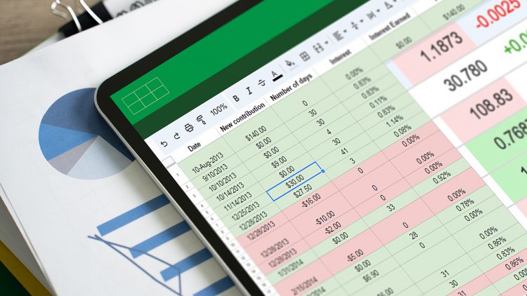 businessman working with data and graphs in spreadsheet documents for online analysis Microsoft Excel project dashboard accounting digital